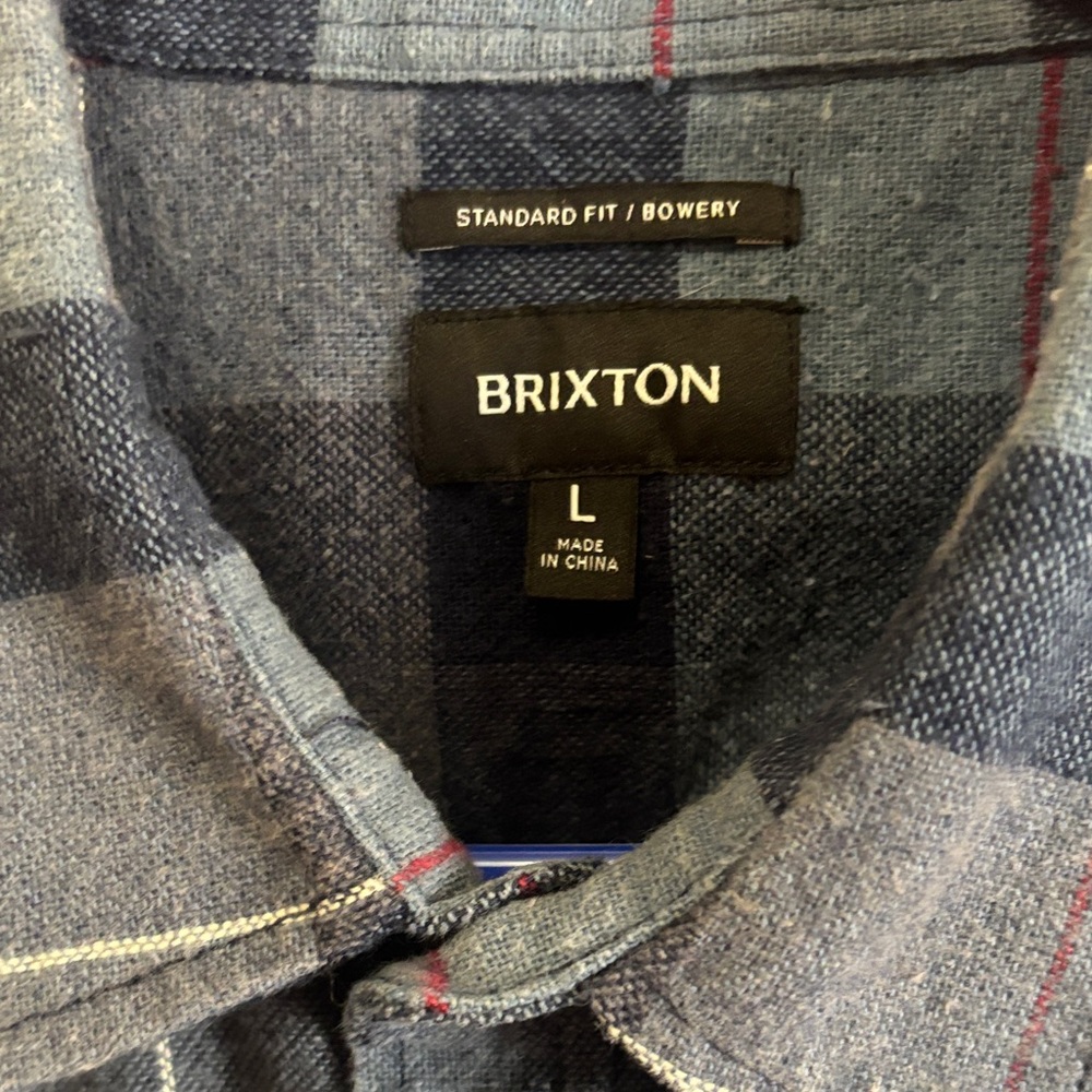 Brixton Navy and Gray Plaid Shirt Bowery